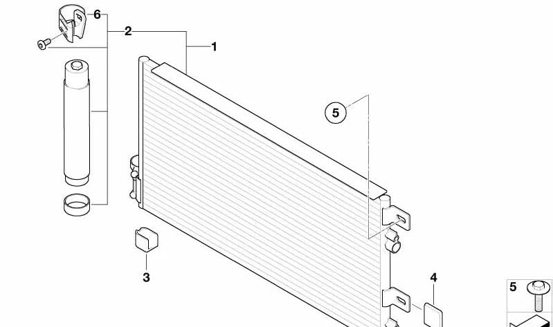 Condensatore OEM Condizionamento dell'aria 64536918597 per Mini R50, R52, One D. Mini originale.