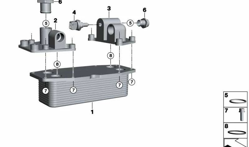 Heat exchanger (Wärmetouscher) OEM 11427798484 for BMW E65. Original BMW piece.