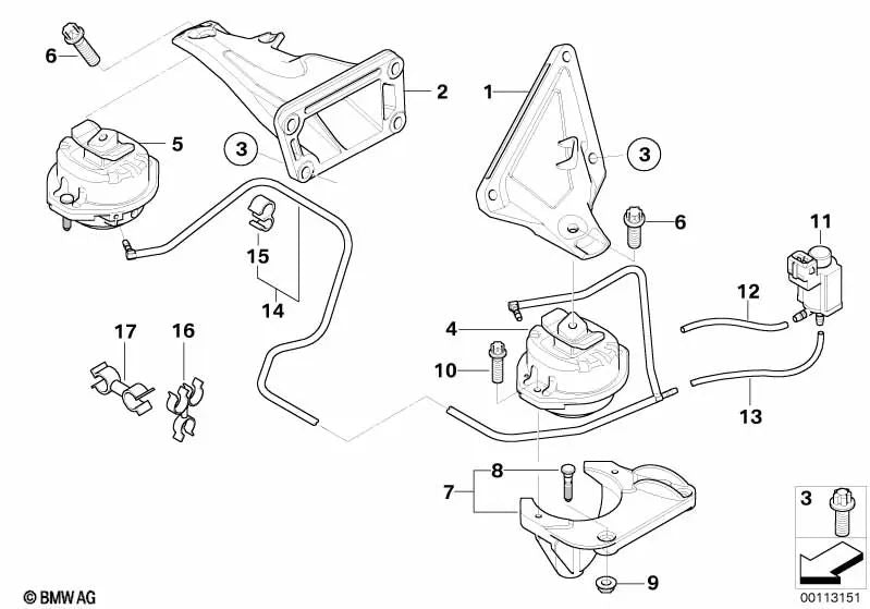 Soporte motor derecho para BMW E65 (OEM 22116770796). Original BMW