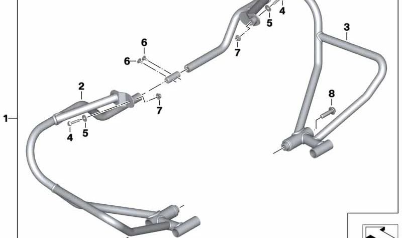 Estribo de protección de motor izquierdo OEM 77148568801 para motos BMW R nineT, R nineT Pure, Scrambler, Urban G/S. Original BMW Motorrad.