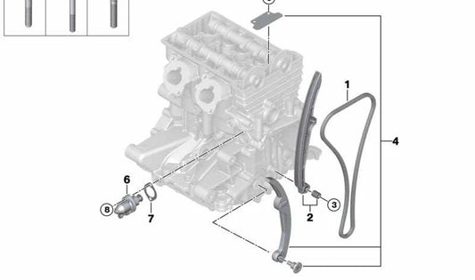 Juego riel tensor/guía de cadena OEM 11318523450 para BMW i3 I01, I01 LCI. Original BMW.