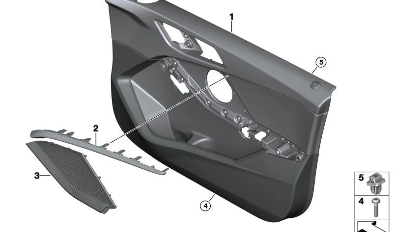 Panel interior puerta delantera derecha OEM 51419893820 para BMW F40. Original BMW.