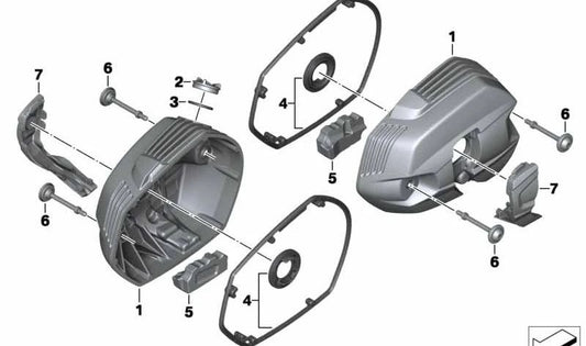 Tapa de culata de magnesio derecha OEM 11127723178 para motos BMW R 1200 GS, R 1200 GS Adventure. Original BMW Motorrad.