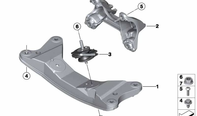 Suporte de caixa de câmbio OEM 22316796619 para BMW F20, F21, F22, F23, F30, F31, F32, F33, F34, F36. BMW originais.