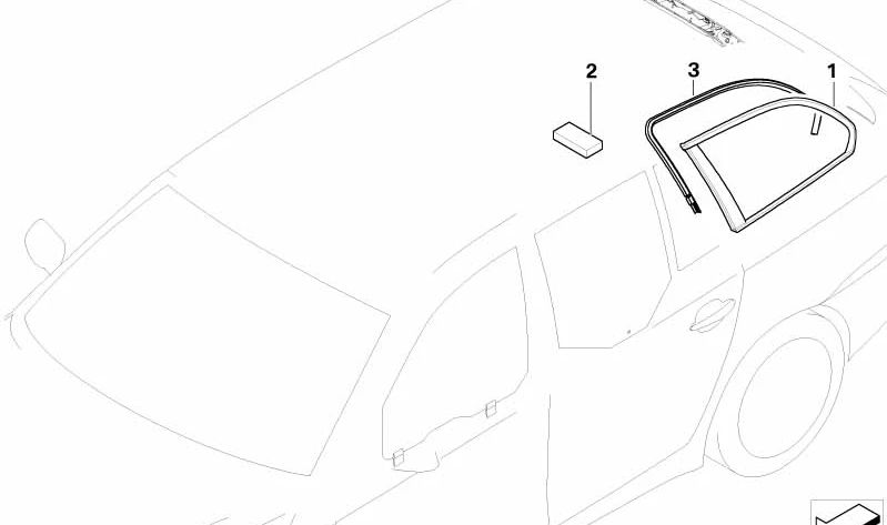 Moldura de protección ventanilla trasera izquierda OEM 51727110581 para BMW E61. Original BMW.
