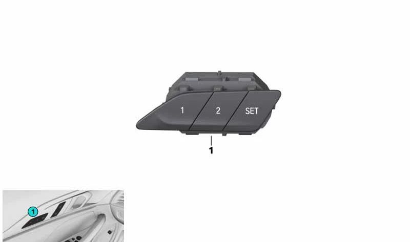Botón con memoria para ajuste del asiento izquierdo OEM 61319490317 para BMW G22, G22N, G23, G23N, G26, G26E, G26F, G26N, G82, G82N, G83, G83N, F93, G15, G16. Original BMW.