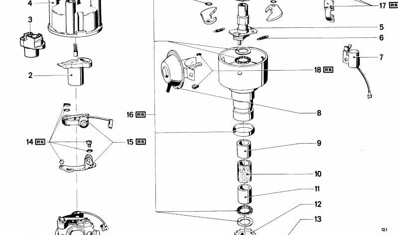 Regulador de vacío OEM 12111361037 para BMW 114 {1502, 2002} y BMW Serie 3 {E21 316, 318, 320}. Original BMW.