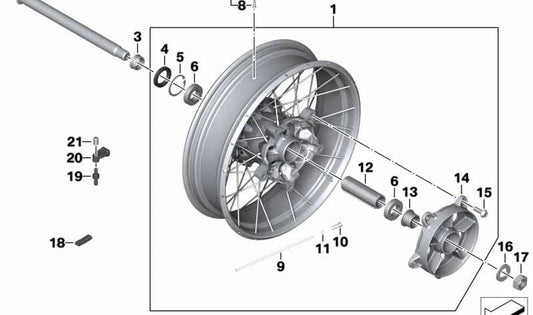 Casquillo distanciador trasero OEM 36318562654 para motos BMW F850GS, F900GS, F850GS Adventure, F900GS Adventure. Original BMW Motorrad.