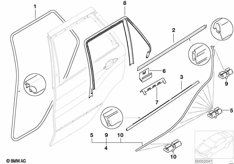 Grampo para BMW E53 (OEM 51327000629). BMW originais.