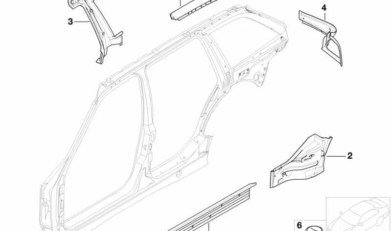 Panel interior del pilar D izquierdo OEM 41218191703 para BMW E36 (316i, 318i, 320i, 323i, 325i, 328i, M3). Original BMW.