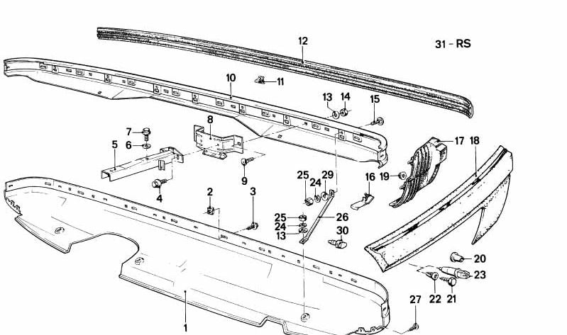 Paragolpes trasero superior OEM 51121847453 para BMW E23. Original BMW.