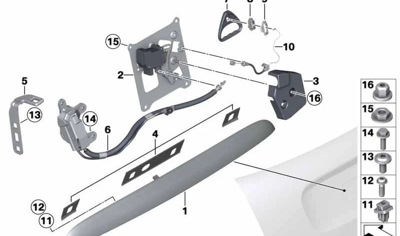 Estribo de cierre izquierdo OEM 51247195101 para MINI Cabrio R57, R57 LCI. Original MINI.