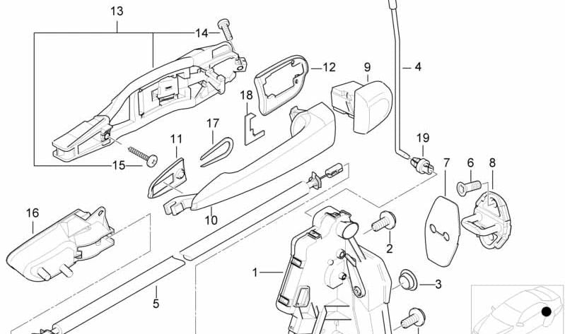 Verrouillage de peste rotatif avec actionneur droit pour BMW E46 (OEM 51227011310). BMW d'origine.