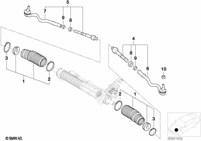 Adresse gauche étrange pour BMW 3 E46, Z4 E85 E86 (OEM 32106775503). BMW d'origine.