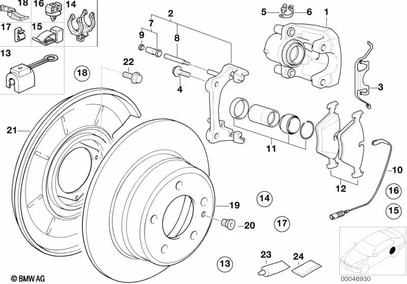 Kit de Reparación de Pastillas de Freno sin Asbesto para BMW E36 (OEM 34216761238). Original BMW.
