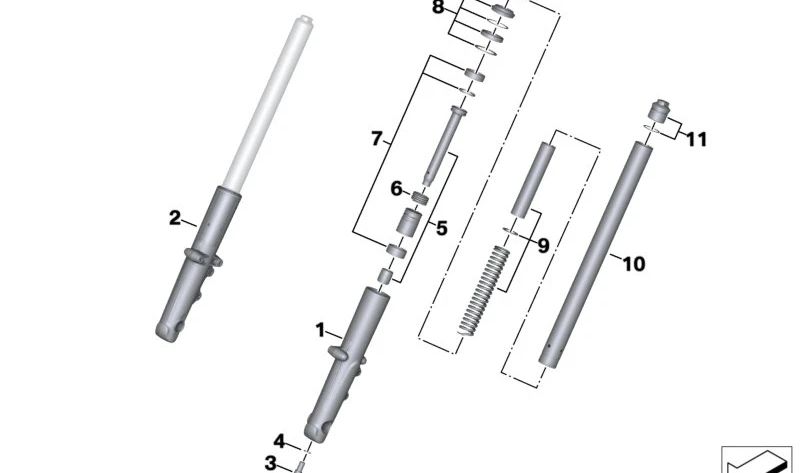 Tubo deslizante derecho OEM 31427105804 para BMW Motorrad R 1200 GS, R 1200 GS Adventure, HP2 Enduro. Original BMW Motorrad.