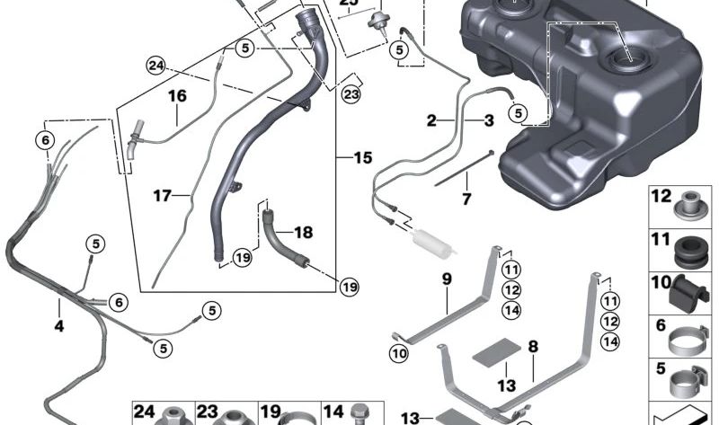 Tapón de depósito de combustible OEM 16116767740 para BMW X5 E53 y Z4 E85, E86. Original BMW.