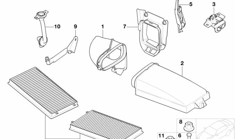 Conducto de aire derecho OEM 64318386178 para BMW E65 y E66. Compatible con modelos 730d, 730i, 735i (producción 2001-2008). Repuesto original BMW.