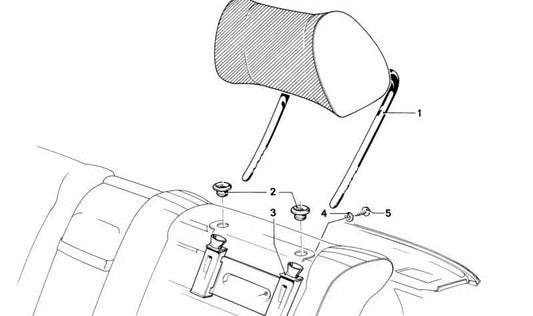 Muelle de resorte OEM 52201828735 para BMW Serie 3 E21, Serie 5 E12, Serie 6 E24, Serie 7 E23. Pieza original BMW para mecanismos de reposacabezas traseros.