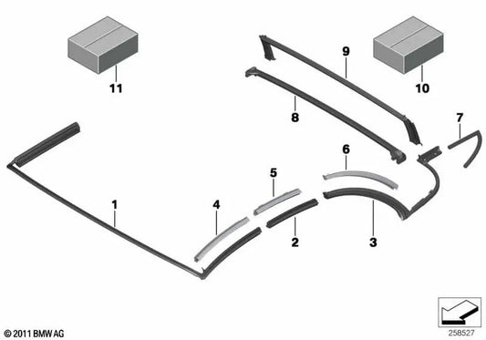Joint de cadre de toit gauche OEM 54347248371 pour BMW série 6 F12, F13. Véritable BMW.