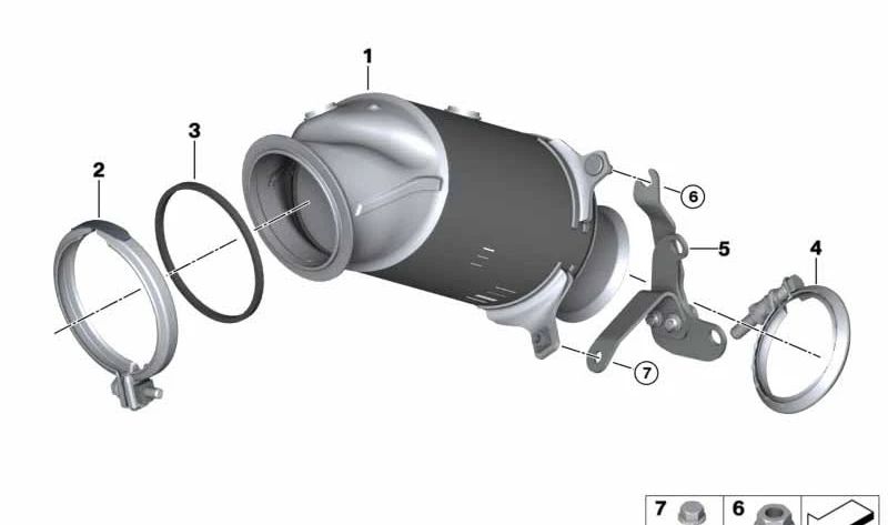 Catalyst support near the OEM 18327853591 engine for BMW F87 M2 (N55) years 2015-2018. Original BMW piece.