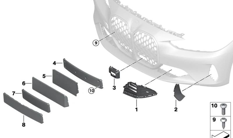 Conducto aircurtain izquierdo OEM 51118497827 para BMW Serie 4 G22, G22N, G23, G23N. Pieza original BMW.