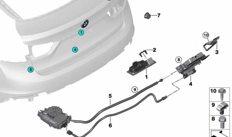 OEM central lock wiring 51247386658 for BMW F16, F86. Original BMW.