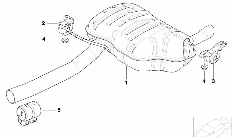 Silentblock de goma (soporte escape) OEM 18207528410 para BMW E46 316ti con motores N40, N42, N45 y N46. Compatible con cambio manual y automático. Original BMW.