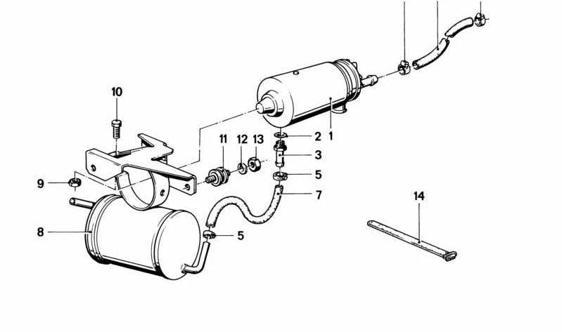 Soporte con vaso de expansión OEM 16121111541 para BMW E12 y E24. Original BMW.