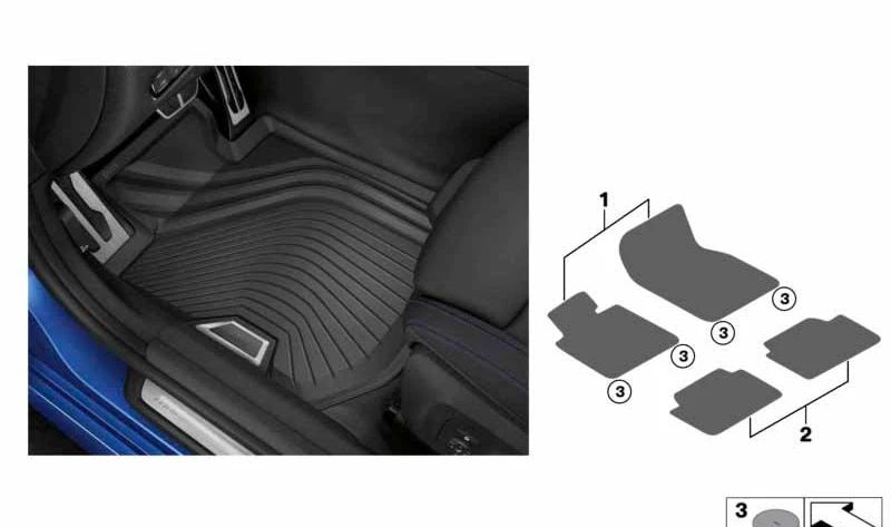 Tapetes dianteiros para todas as condições climáticas para BMW Série 3 G20, G21, Série 4 G22, G23, G26 (OEM 51472473239). BMW original