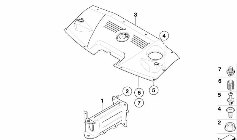 Cubierta de motor OEM 51717162123 para BMW Z4 E85 y E86. Pieza original BMW.