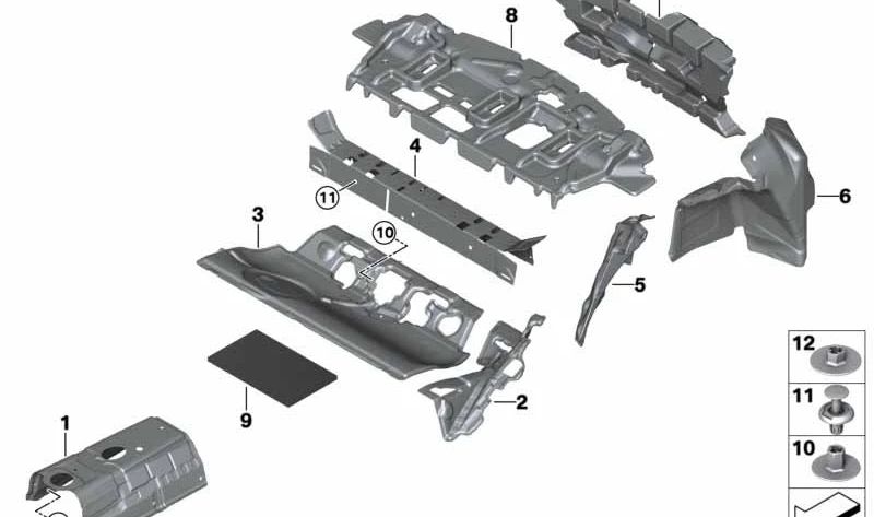 Aislante acústico lateral derecho maletero OEM 51477448274 para BMW F40. Original BMW.