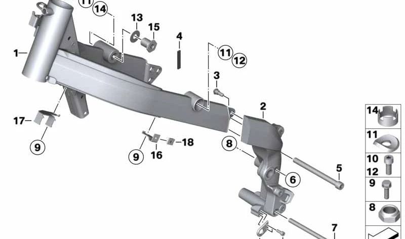 Soporte de sujeción OEM 46517706737 para BMW Motorrad G 650 X (modelos: 0141, 0164, 0165, 0167). Original BMW Motorrad.