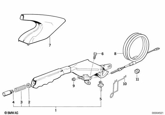 Cable Bowden trasero OEM 34411160416 para BMW Z1 E30 (07/1988 - 06/1991). Original BMW.