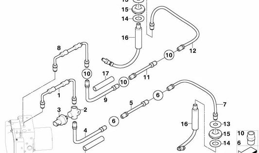 Latiguillo de freno OEM 34326760880 para BMW E60, E61. Original BMW.