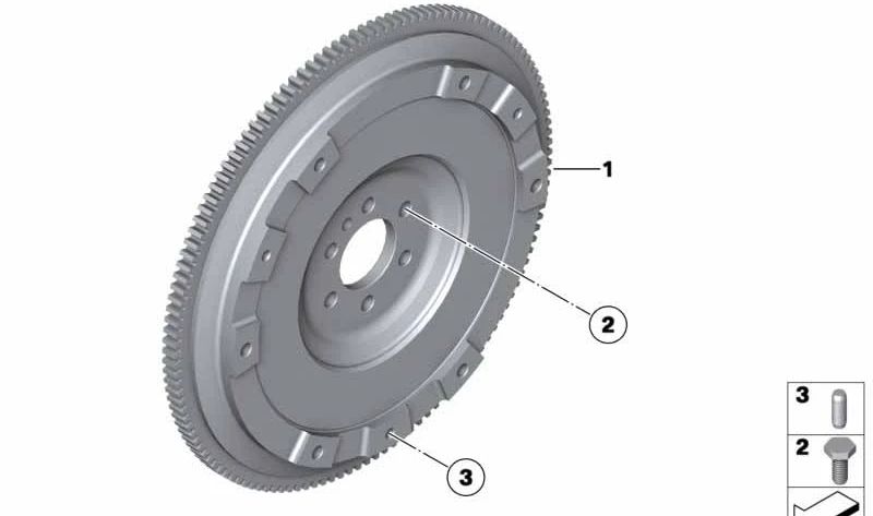 Volante motor OEM 11227561765 para MINI R55, R56, R57, R58, R59, R60, R61. Compatible con versiones One y Cooper con motor N12 y N16. Original MINI.