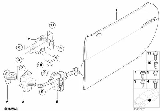 Receptor del freno de puerta derecho para BMW Z8 E52 (OEM 51218266812). Original BMW.