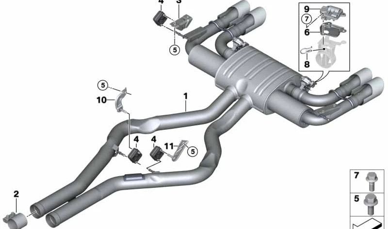 Rear silencer with exhaust valve for BMW X5 F85, X6 F86 (OEM 18307851562). Original BMW