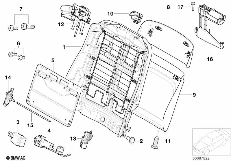 Electric Headrest Assembly for BMW 5 Series E39, 7 Series E38, X5 E53 (OEM 52108158581). Original BMW