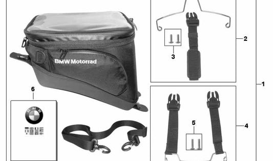 Conexión bolsa de depósito trasera OEM 77458520299 para motos BMW K1600 GT, K1600 GTL. Original BMW Motorrad.