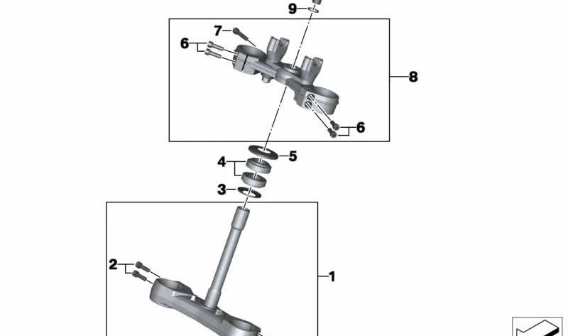 Ponte inferior do garfo OEM 31428530350 para motocicletas BMW F 800 GS, F 800 GS Adventure. Originais BMW Motorrad.