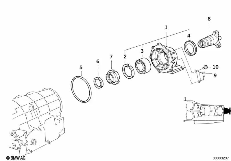 Sello de eje 52x68x8 para BMW Serie 3 E36, E46, Serie 5 E34, E39, Serie 7 E32, E38, Z4 E85 (OEM 24137509504). Original BMW