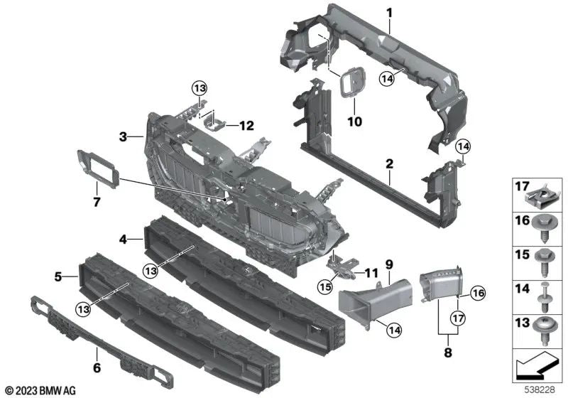 Guia aéreo com controle da válvula superior para BMW G60, G61, G68 (OEM 51745A1D079). BMW original.