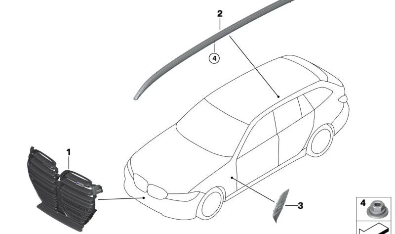 Évent à air droit pour la série BMW 3 G80, G81 (OEM 51138076996). BMW d'origine.