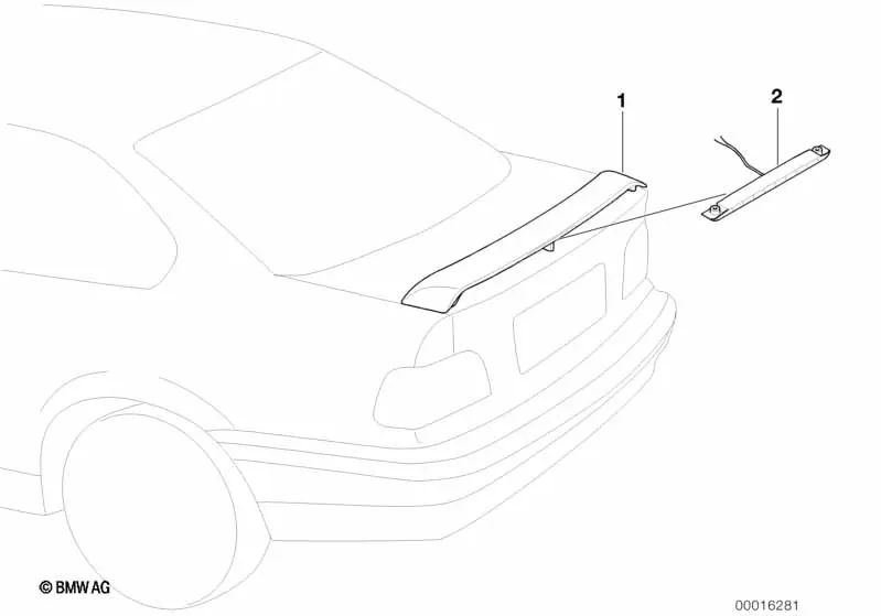 Luz de freno para alerón trasero para BMW Serie 3 E36 (OEM 82699413957). Original BMW