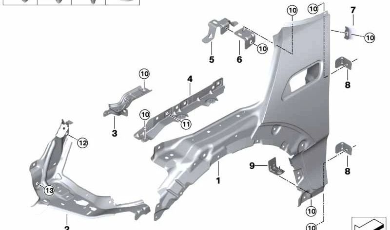 Soporte elemento deformable delantero izquierdo OEM 41007438923 para MINI Clubman F54, F54 LCI. Original MINI.