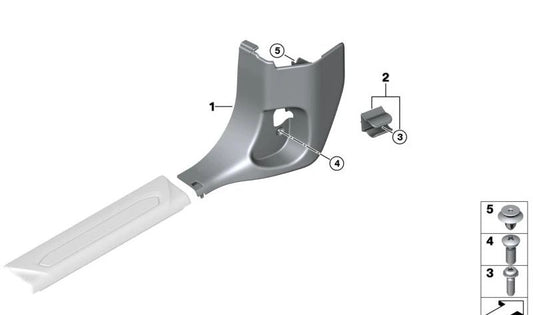 OEM 51437462747 Pannello laterale sinistro per BMW F40 e F44 (116d, 116i, 118d, 118i, 120d, 120d XDrive, 120i, 128ti). BMW originale di colore nero.