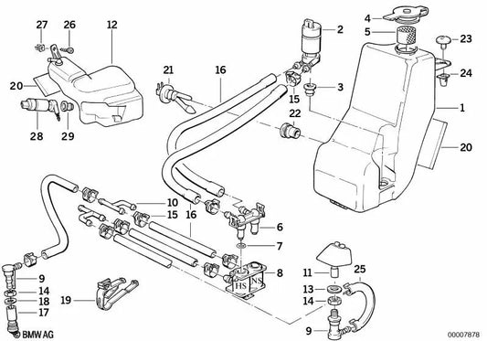 Bomba de agua limpiaparabrisas OEM 61678351262 para BMW Serie 5 E34. Original BMW.