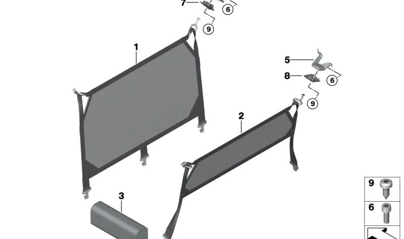 Rede divisória traseira para BMW Série 2 F46, F46N (OEM 51477399183). BMW original