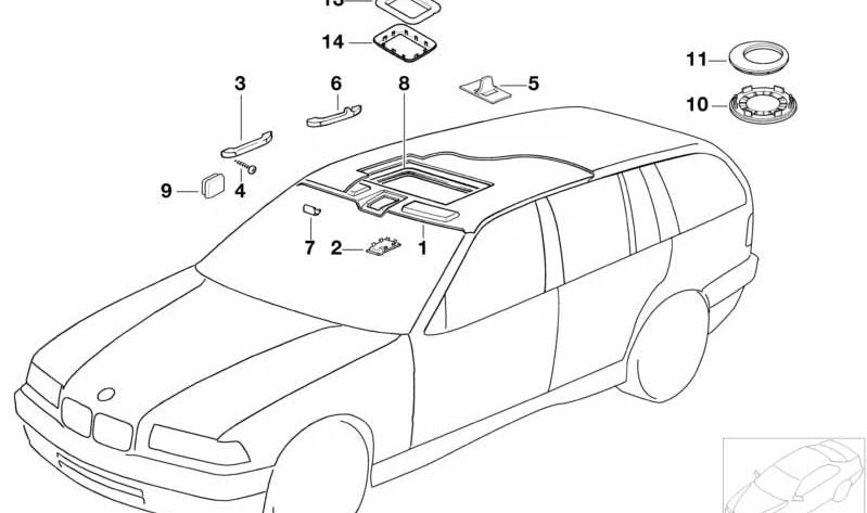 Cubierta de asa interior OEM 51448190765 para BMW E36 (Serie 3). Original BMW.